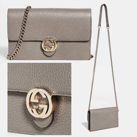 【GUCCI】GG INTERLOCKING CHAIN BAG Gucci 615523 Women's Shoulder Bag, Interlocking G, Leather